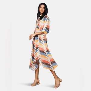 Hutch Anthropology Augusta Dress Cream Blue Etc. Size M